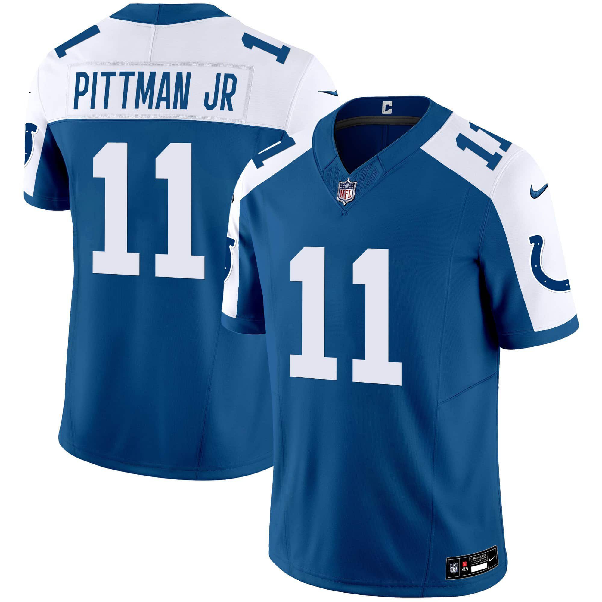 Men Indianapolis Colts #11 Pittman jr Blue 2024 Nike Vapor Limited NFL Jersey